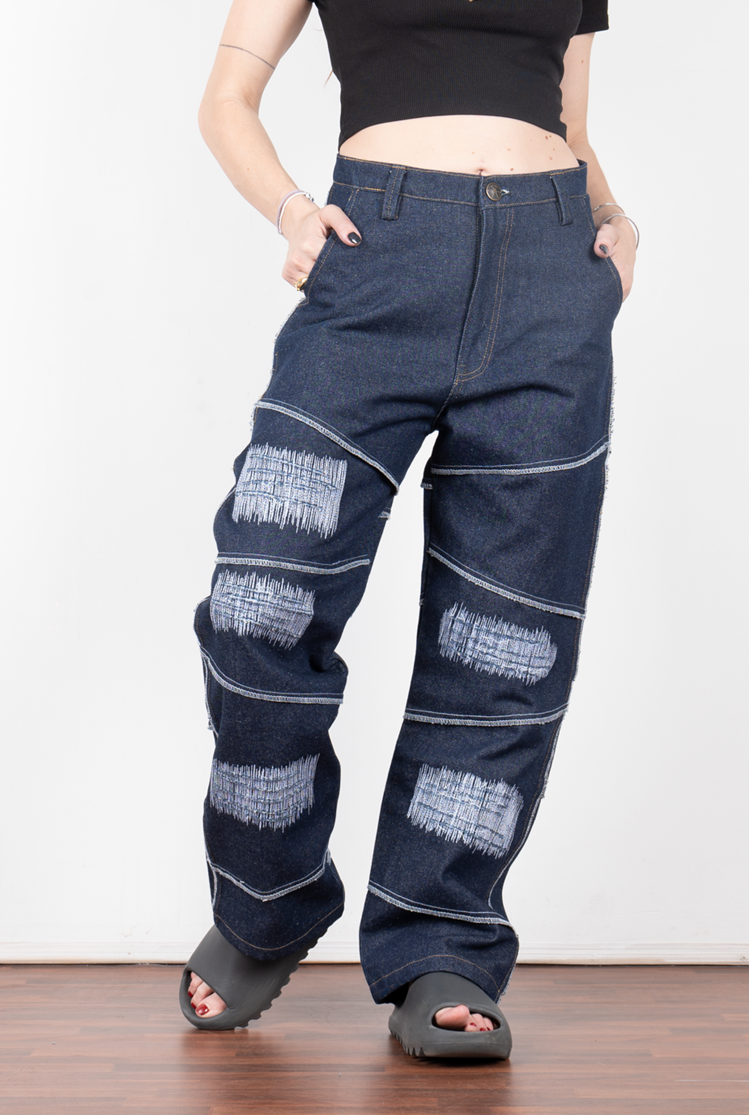 Pocket Front Cat Scratch Denim Overalls Without Tee | SHEIN IN